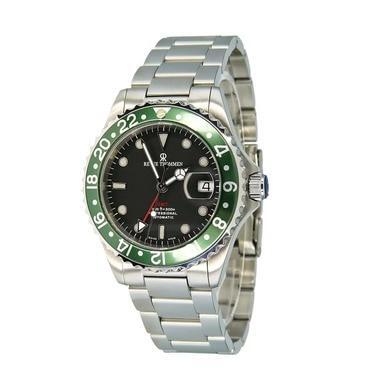 Revue Thommen 17572.2134 Diver GMT Black Dial Green Bezel Stainless Steel Automatic Watch