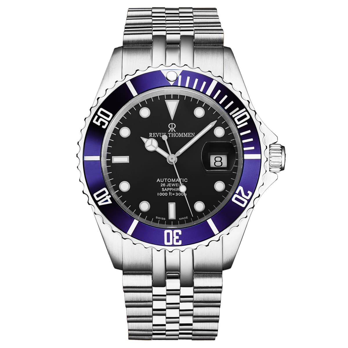 Revue Thommen Men's 'Diver' Black Dial Stainless Steel Bracelet Automatic Watch 17571.2235