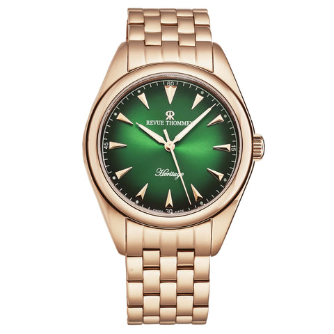 Revue Thommen Men's 'Heritage' Green Dial Stainless Steel Bracelet Automatic Watch 21010.2164